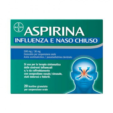 Aspirina influenza naso chiuso 500 mg + 30 mg orale 20 bustine 
