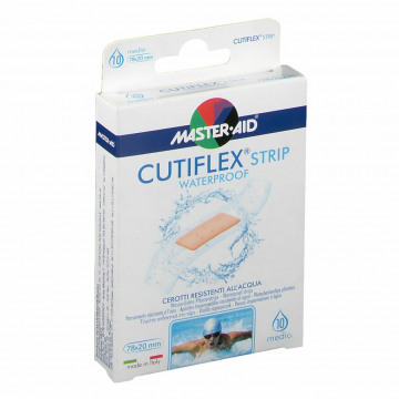 Cerotto master-aid cutiflex strip trasparente impermeabile supporto in poliuretano medio 10 pezzi