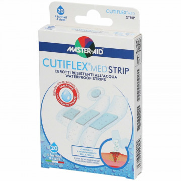 Cerotto master-aid cutiflex strip trasparente impermeabile supporto in poliuretano 4 formati 20 pezzi