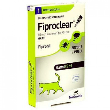 Fiproclear spot-on soluzione 1 pipetta 0,5 ml 50 mg gatti