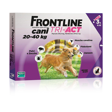 Frontline tri-act spot-on 3 pipette 4 ml cani da 20 a 40 kg