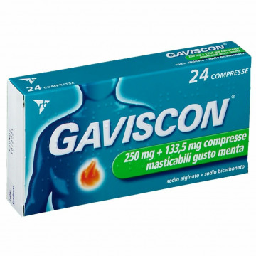Gaviscon 24 Compresse Masticabili Menta 250+133,5 mg