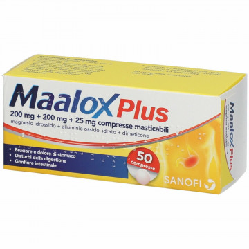 Maalox plus acidità gonfiore 50 compresse masticabili 
