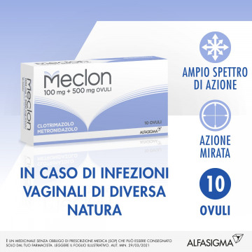 Meclon 10 Ovuli per infezioni vaginali 100mg+500 mg
