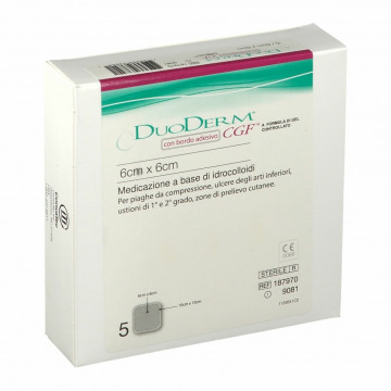 Medicazione con idrocolloidi sterile con bordo adesivo duoderm cgf ba misura esterna 10x10 misura interna 6x6 5 pezzi