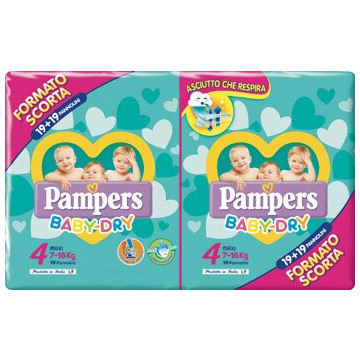 Pampers baby-dry duo dwct maxi 38 pezzi