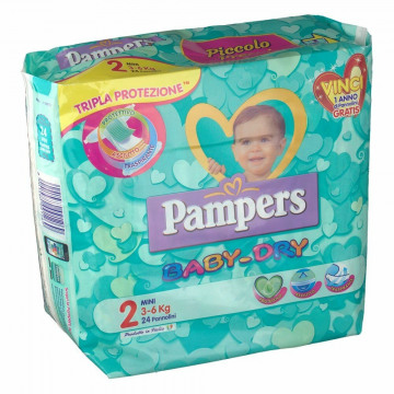 Pannolini per bambini pampers baby dry downcount no flash mini 24 pezzi