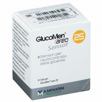 Strisce Glucomen Areo Sensor per Analisi del Glucosio 25 pezzi