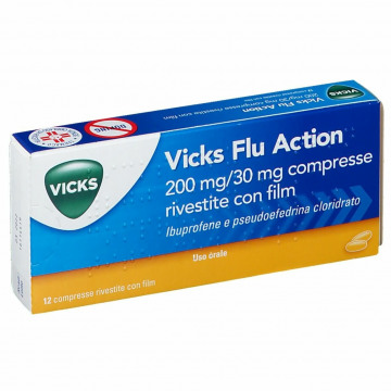 Vicks Flu Action 200 mg + 30 mg Decongestionante 12 compresse rivestite