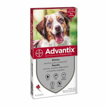 Advantix Spot-On Cani Gocce Antiparassitarie 10-25 kg 4 Pipette