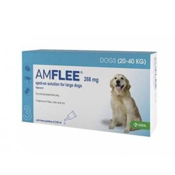 Amflee 268 mg soluzione spot-on per cani 20 a 40 kg 3 pipette 