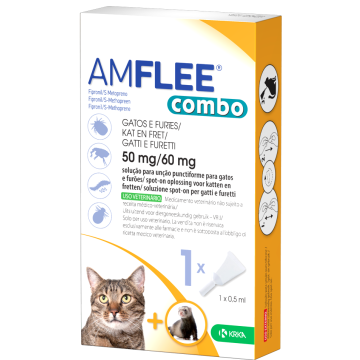 Amflee combo 50 mg/60 mg soluzione spot-on per gatti e furetti - 50 mg + 60 mg soluzione spot on per gatti e furetti 1 pipetta da 0,5 ml