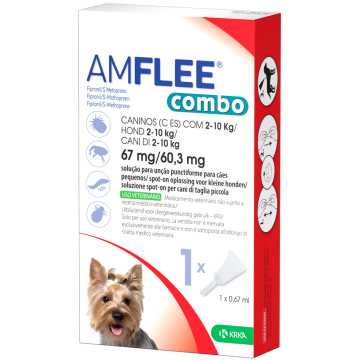 Amflee combo 67 mg/60,3 mg soluzione spot-on per cani di taglia piccola - 67 mg + 60,3 mg soluzione spot on per cani da 2 a 10 kg pipetta da 0,67 ml