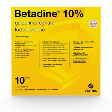 Betadine Garze Impregnate 10 x10 10% Iodopovidone 10 Garze