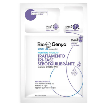 Biogenya beauty life protection maschera in tessuto trattamento tri-fase seboequilibrante