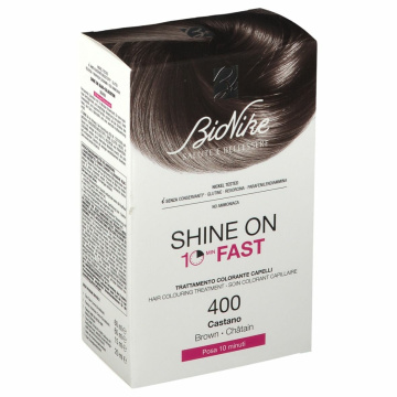 Bionike shine on fast trattamento colorante capelli castano400 60 ml + tubo 60 ml