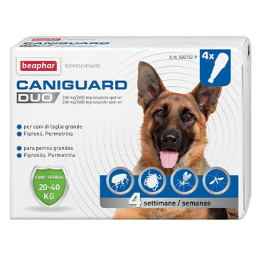 Caniguard duo - 268 mg + 2.400 mg soluzione spot on per cani da 20 a 40 kg 4 pipette da 4,40 ml
