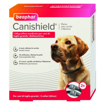 Canishield 1,04 g collare medicato per cani di taglia grande - collare medicato 65 cm per cani taglia grande 2 collari