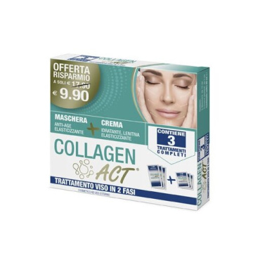Collagen active trattamento viso 2 fasi maschera anti age elasticizzante + crema idratante lenitiva elasticizzante
