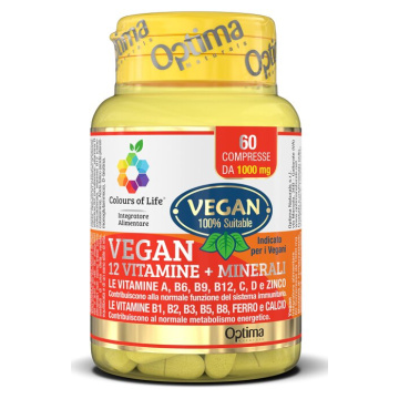 Colours of life vegan 12 vitamine minerali 60 compresse 1000mg