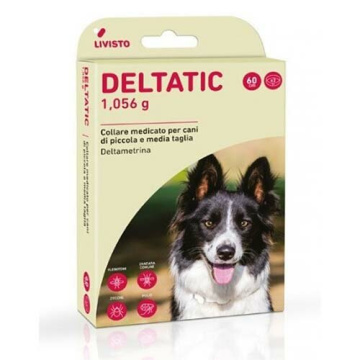 Deltatic collare medicato per cani di piccola e media taglia - scatola di cartone con due bustine contenenti ciascuna 1 collare medicato da 60 cm per cani di piccola e media taglia (0-25 kg)