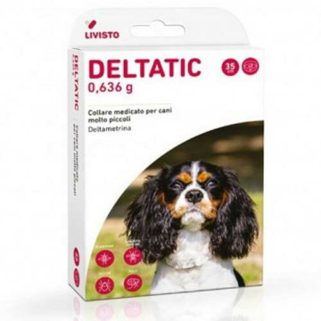 Deltatic collare medicato per cani molto piccoli - scatola di cartone con due bustine contenenti ciascuna 1 collare medicato da 35 cm per cani molto piccoli (0-5 kg)