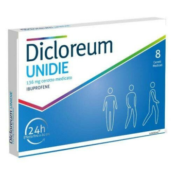 Dicloreum Unidie 8 Cerotti Medicati con Ibuprofene 136 mg