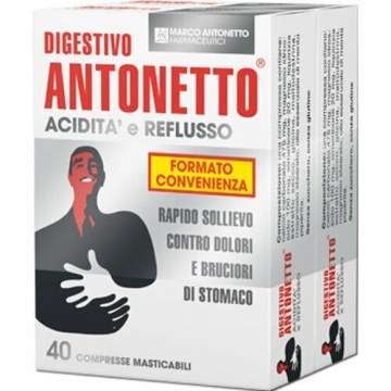Digestivo Antonetto Acidità Reflusso 40+40 Compresse Masticabili
