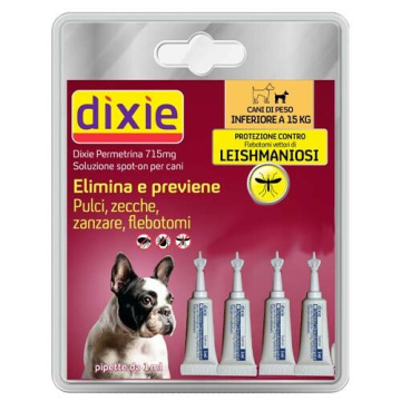 Dixie permetrina - 715 mg soluzione spot on per cani 4 pipette da 1 ml