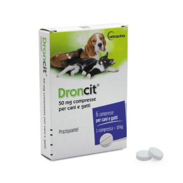 Droncit 50 mg compresse per cani e gatti. - 50 mg compresse per cani, gatti 6 compresse