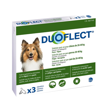 Duoflect per cani da 20-40 kg - 480 mg + 240 mg soluzione spot on per cani da 20 a 40 kg 3 pipette da 2,82 ml