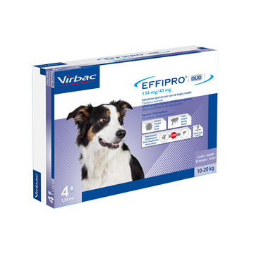 Effipro duo spot-on cani - 134 mg + 40 mg soluzione spot on per cani da 10 a 20 kg 4 pipette 1,34 ml