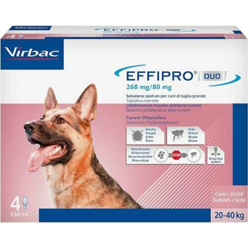 Effipro duo spot-on cani - 268 mg + 80 mg soluzione spot on per cani da 20 a 40 kg 4 pipette 2,68 ml