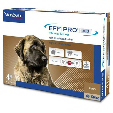 Effipro duo spot-on cani - 402 mg + 120 mg soluzione spot on per cani da 40 a 60 kg 24 pipette 4,02 ml