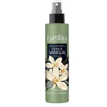 Euphidra acqua profumata vaniglia in flacone con etichetta pompa spray