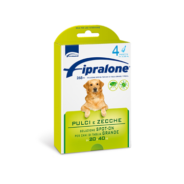 Fipralone 268 mg soluzione spot-on per cani di taglia grande - 268 mg soluzione spot on per cani da 20 a 40 kg 4 pipette da 2,68 ml