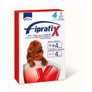 Fipratix - 402 mg + 3.600 mg soluzione spot on per cani da 40 a 60 kg 4 pipette da 6,60 ml