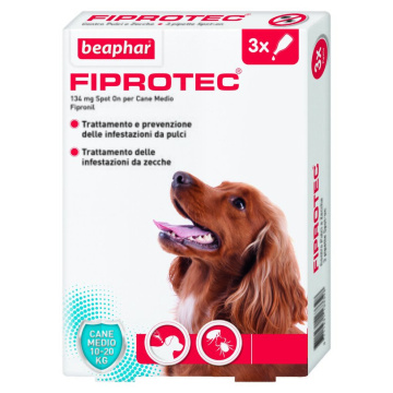 Fiprotec 134 mg - 134 mg soluzione spot on per cani da 10 a 20 kg 3 pipette da 1,34 ml