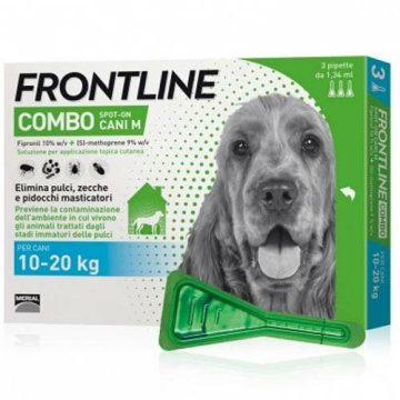 Frontline combo spot-on cani m - 134 mg + 120,6 mg soluzione spot on per cani di taglia media 3 pipette da 1,34 ml
