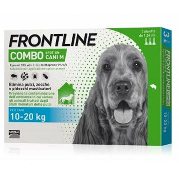 Frontline combo spot-on cani m - 134 mg soluzione spot on per cani di taglia piccola 3 pipette da 1,34 ml