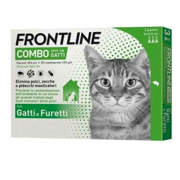 Frontline combo spot-on gatti - 50 mg + 60 mg soluzione spot on per gatti 3 pipette da 0,5 ml