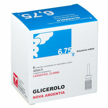 Glicerolo nova argentia 6,75 g adulti stitichezza camomilla e malva 6 clismi