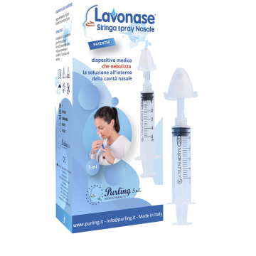 Lavonase siringa spray nasale 5 ml luer-lock con cappuccio+ugello nasale con raccordo luer-lock+perforatore con valvolanon ritorno con tappo