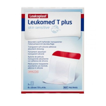 Leukomed t plus skin sensitive medicazione post-operatoria trasparente mpermeabile con massa adesiva al silicone 8x10cm5 pezzi