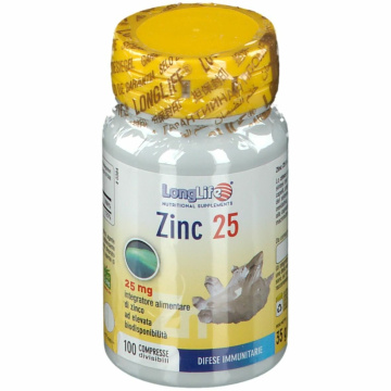 Longlife zinc 25 mg 100 compresse