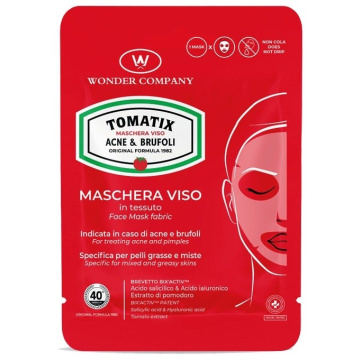 Lr wonder tomatix maschera viso in tessuto acne/brufoli 15ml