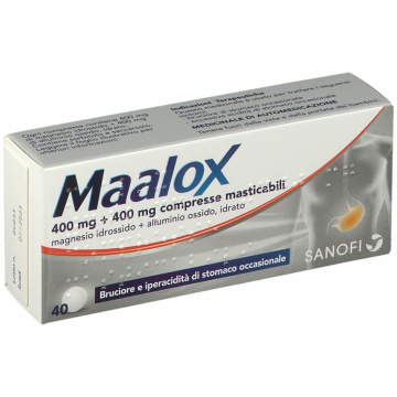 Maalox Compresse Masticabili Bruciore di Stomaco 40 pezzi