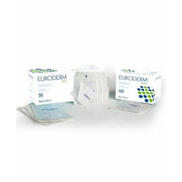 Medicazione sterile impermeabile in poliuretano euroderm plus 10x10cm 5 pezzi