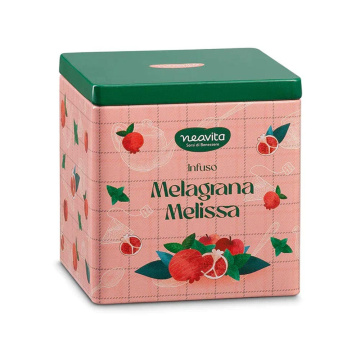 Neavita infuso melagrana e melissa bio 10 filtroscrigno in square tin happy fruits rosa