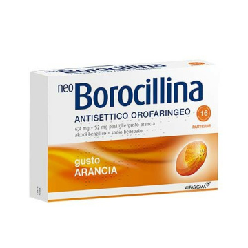 Neo Borocillina Antisettico Orofaringeo Arancia 16 Pastiglie